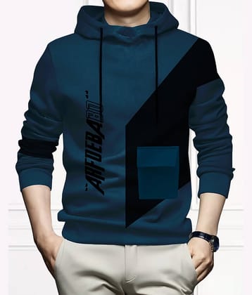 AUSK Hooded T-Shirt for Men - Cotton Blend ( Teal Blue, Pack of 1)