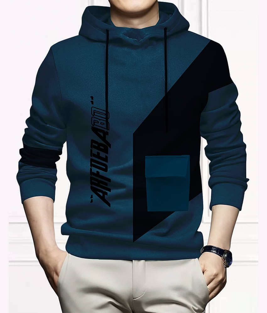 AUSK Hooded T-Shirt for Men - Cotton Blend ( Teal Blue, Pack of 1)