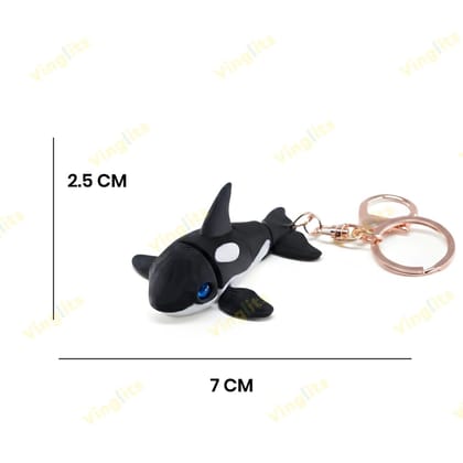 Vinglits Aqua Squad 3D Printed Keychains – Articulated Animal Toys, Pocket-Friendly Keyrings, Stress Relief Desk Toys for Kids & Adults, Collectible Accessories (Orca - Peaches)