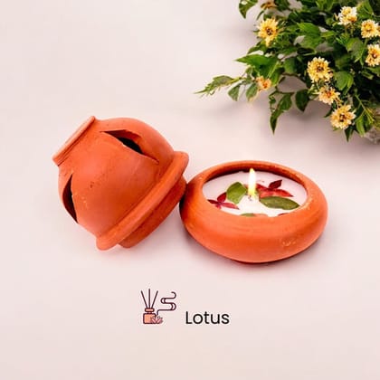 Decorative Scented Terracotta Aroma Lamp - Lotus