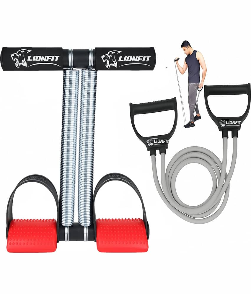 LIONFIT® Double Spring Tummy Trimmer with Resistance Tube for Men & Women | Home Gym Combo for Abs, Arms, Chest, Legs & Full Body Workout
