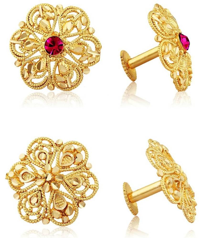 Vighnaharta Traditional South Trend Alloy 1gm Gold Plated Earring Combo set.
