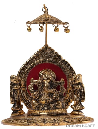 DreamKraft Metal Lord Ganesh Idol, Standard, Gold