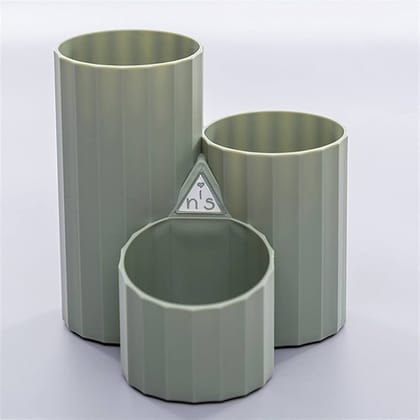 3 Grid Circle Pen Stand - Green - Single Piece