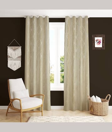 Kraftiq Homes Geometric Blackout Eyelet Curtain 5 ft ( Pack of 2 ) - White