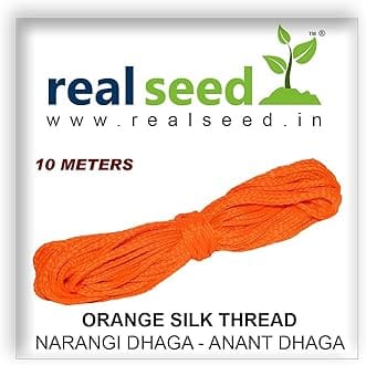 Real Seed Religious Orange Thread - Narangi Dhaga - Anant Dhaga Silk Thread 10 Meters