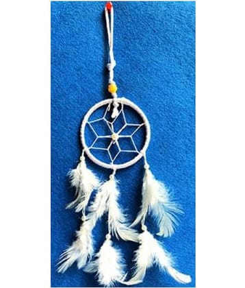 new lucky Feather White Dream Catcher - Pack of 1 ( 24 X 6 cms )