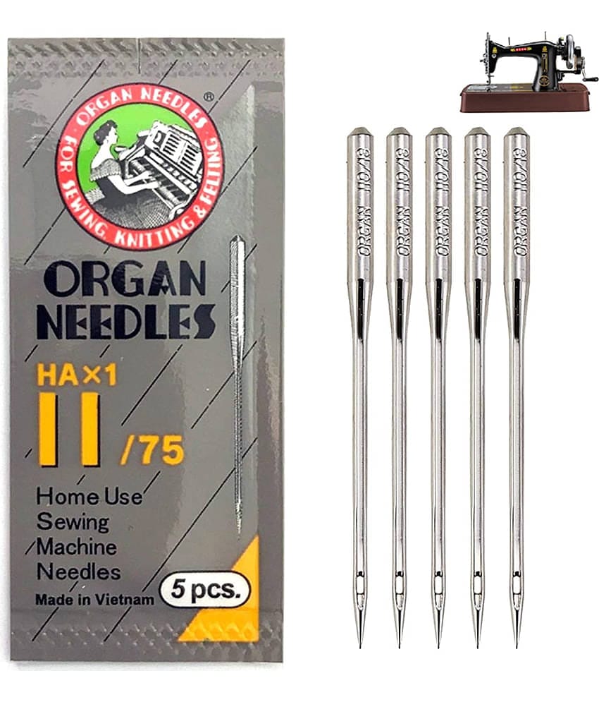 Shree Shyam™ ORGAN Stainless Steel Needles/Size 11/ Set of 5 Needles/Home use Sewing Machine Needle (Pack of 2 Set- 10 Needles)