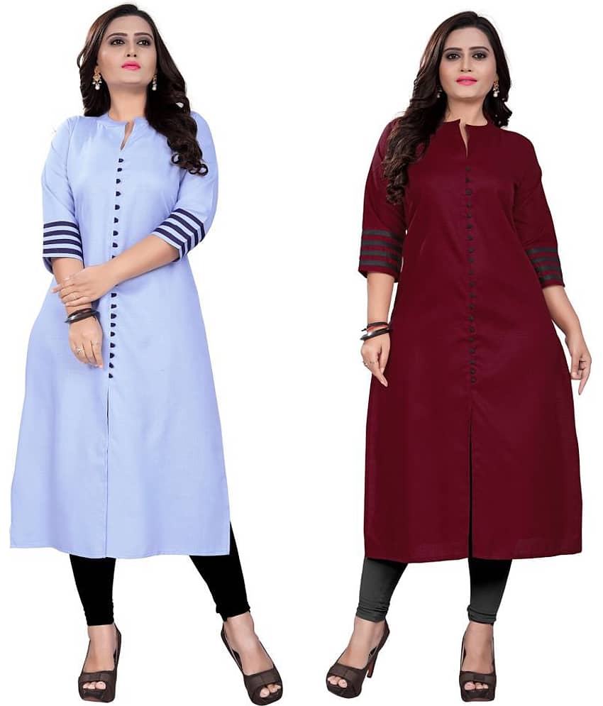 Shagun Multicolor Cotton Front Slit Kurti