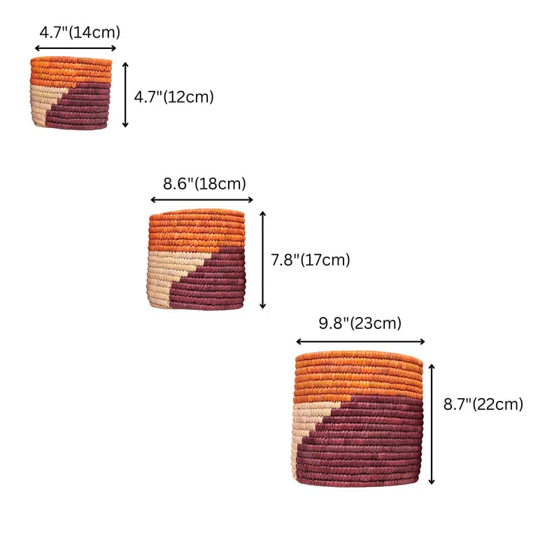 Eco-friendly Handwoven Sabai Grass Planters  Set of 3