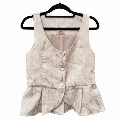 WOMEN TEXTURED PEPLUM SLEEVELESS WAISTCOAT