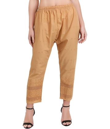 Aadrika - Beige Cotton Blend Straight Women's Casual Pants ( Pack of 1 )