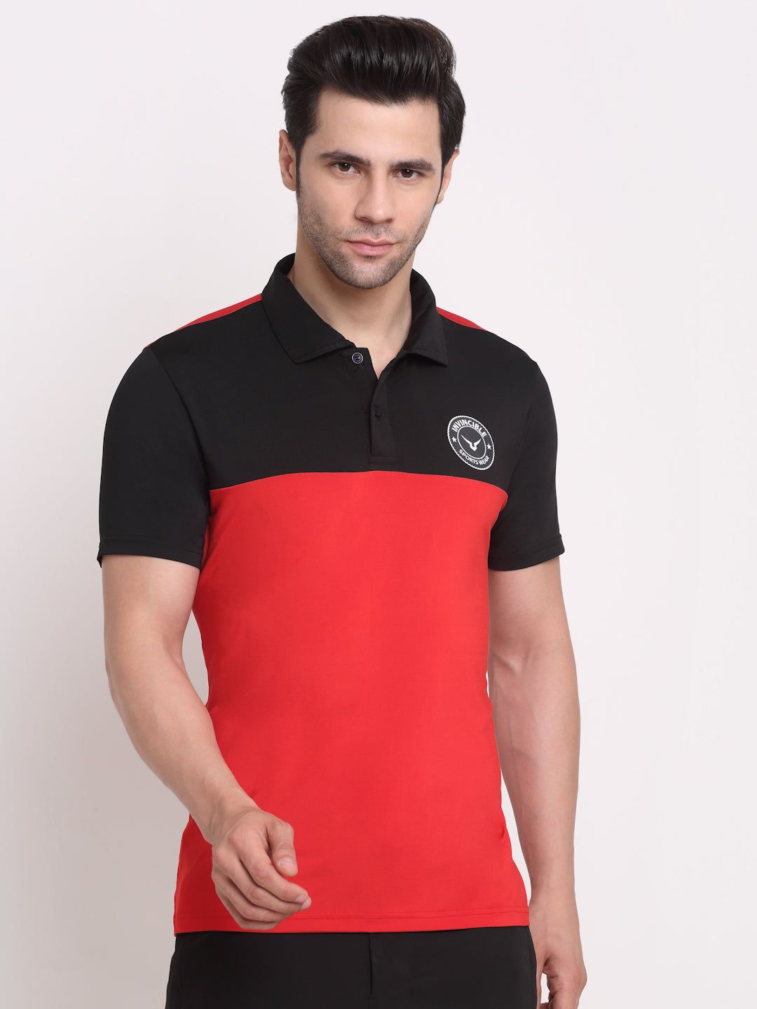 Invincible Men’s Color Block Polo Tee-Red / S