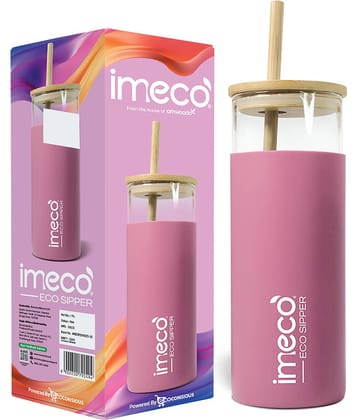 IMECO Eco-Sipper Glass Bottle - Grey 450ml Grey Glass Sipper Water Bottle 450 mL ( Set of 1 )