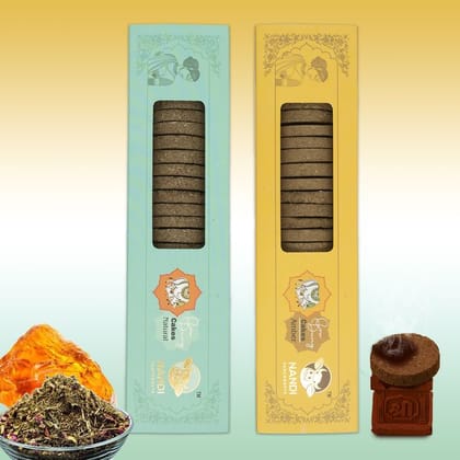 Nandi Panchgavya 100 Percent Desi Cow Dung Cake (42 Pcs) Plus 1 Tulsi Stand Natural & Amber Fragrance