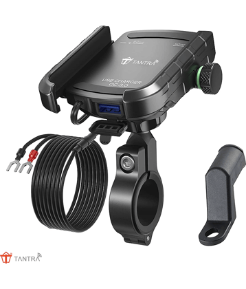 TANTRA S33C Phone Holder  With Charger For  Motorcycle | Scooter Mobile Phone Holder Mount |