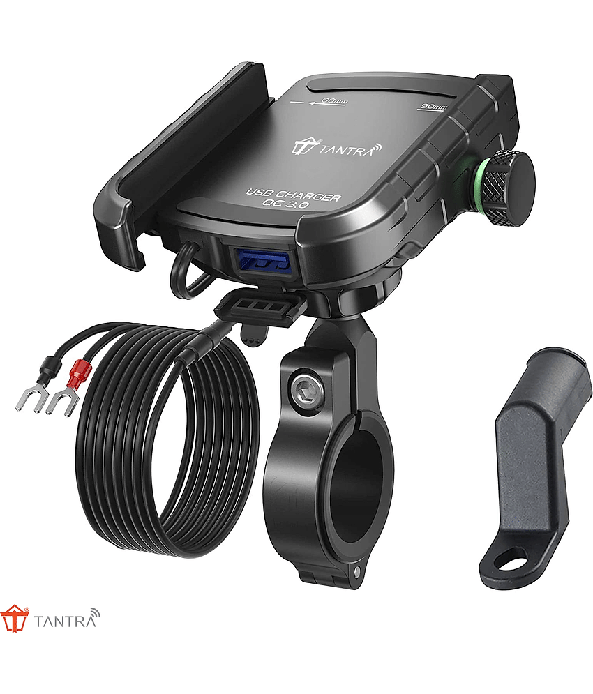 TANTRA S33C Phone Holder  With Charger For  Motorcycle | Scooter Mobile Phone Holder Mount |