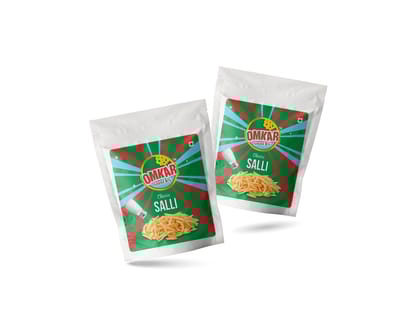 Omkar Snacks | Classic Salli - 150 gms - Pack of 2 I 50% Less Oil | No Added Preservatives | Thin & Crispy | Crunchy - Chatpata - Namkeen - Snacks | Tea - Coffee - Beverages - Drinks |