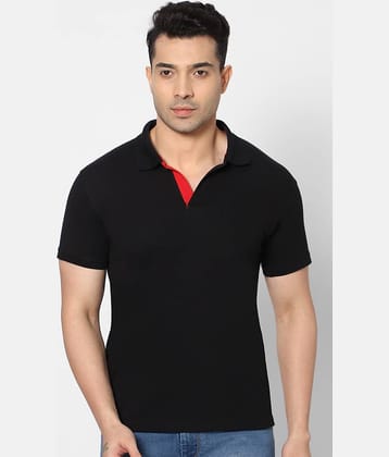 HJ HASASI Pack of 1 Cotton Blend Slim Fit Solid Half Sleeves Men's Polo T Shirt ( Black )