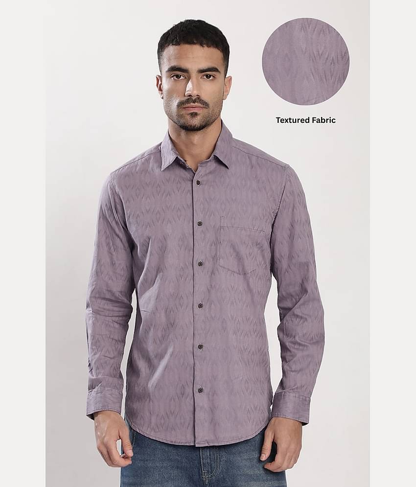 Bene Kleed Cotton Blend Slim Fit Self Design Full Sleeves Men's Casual Shirt - Lavender ( Pack of 1 )