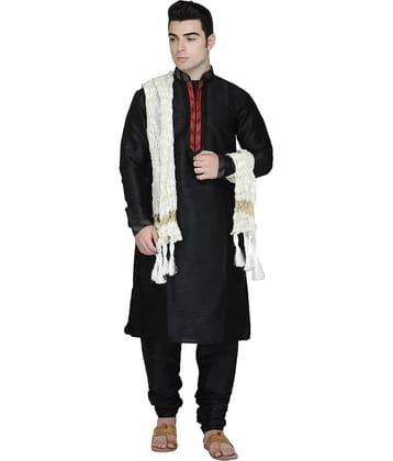 SKAVIJ Black Silk Blend Kurta Pyjama Set