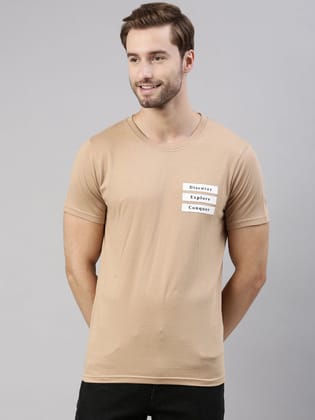 Brown Printed Crew Neck Tshirt-S