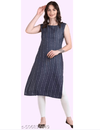 Stylish Women's Sleeveless Boat Neck Solid Casual Fancy Long Kurtis