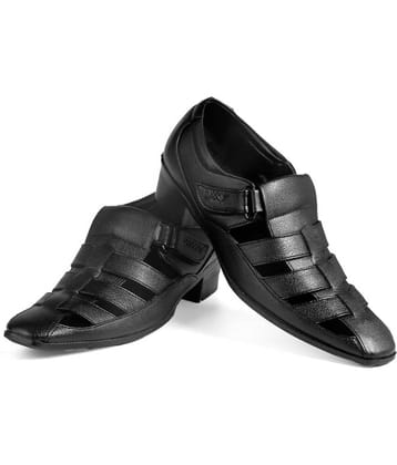 YUVRATO BAXI Black Faux Leather Sandals