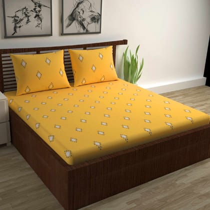 Golden Modern Block Bedsheet for Double Bed-Double / Golden / GT-02