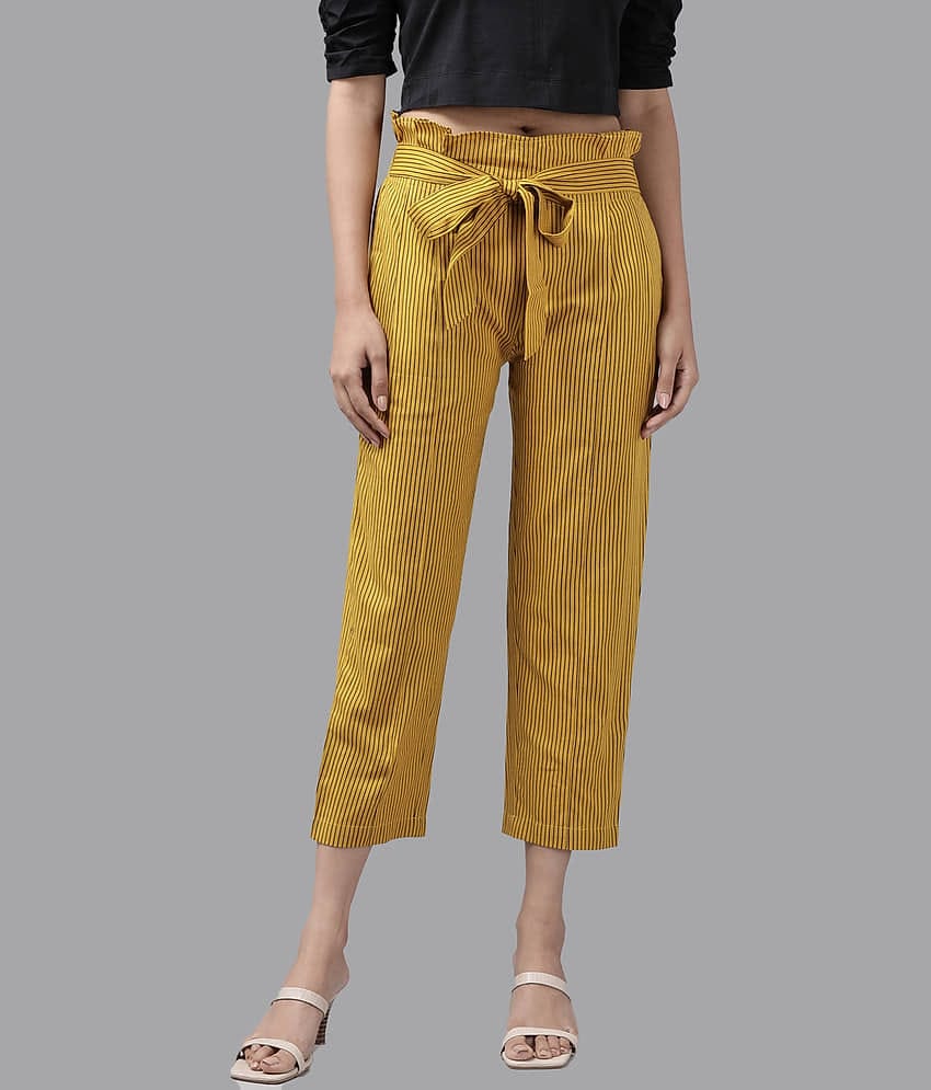 Yash Gallery - Yellow Cotton Regular Women's Casual Pants ( Pack of 1 )