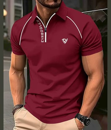 Eyebogler Pack of 1 Polyester Regular Fit Printed Half Sleeves Men's Polo T Shirt ( Navy Blue )