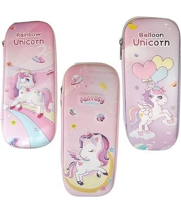 Freedy 1pc Balloon Unicorn Pencil Case,Cute Large Capacity Pen for Girls,3D Stationery Pouch Zip Pouch Bag School Supplies for Kids Students Art Plastic Pencil Box  (Set of 1, Multicolor)(Any One Random Design will Send)