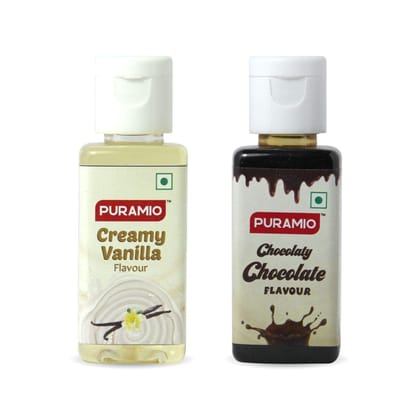 Puramio Combo Concentrated Flavour's (Creamy Vanilla + Chocolaty Chocolate), 50 ml Each - Pack of 2