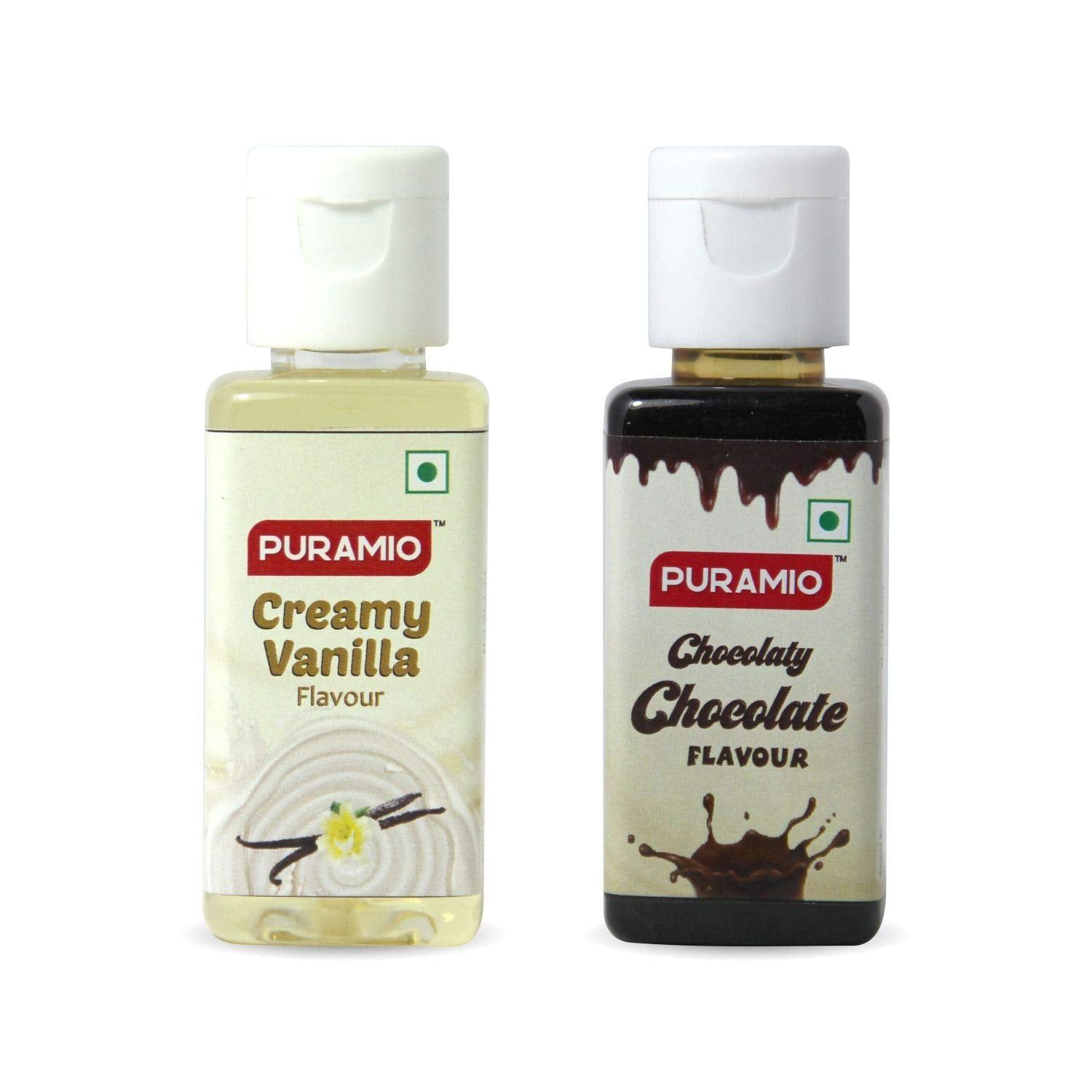 Puramio Combo Concentrated Flavour's (Creamy Vanilla + Chocolaty Chocolate), 50 ml Each - Pack of 2