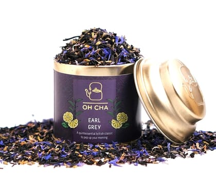Oh Cha Earl Grey Tea | Blended with 100% Natural Bergamot Extract & Blue Cornflower | Rich in Antioxidants, 35 gm