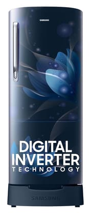 Samsung 183 L, 2 Star, Digital Inverter, Direct-Cool Single Door Refrigerator (RR20C1812U8/HL, Blooming Saffron Blue, Base Stand Drawer) Samsung 183 L, 2 Star, Digital Inverter, Direct-Cool Single Door Refrigerator (RR20C1812U8/HL, Blooming Saffron Blue,