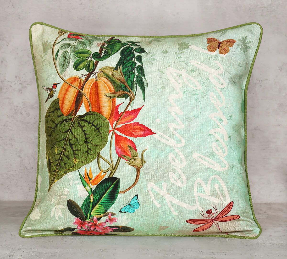 India Circus Seedling Monarch - Cotton Duck Cushion Cover- 12 X 12 Inch