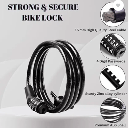 Orld Universal Number Chain Cable Bike/Bicycle Lock Cycle Lock 4 Digit Lock / Cycle Lock