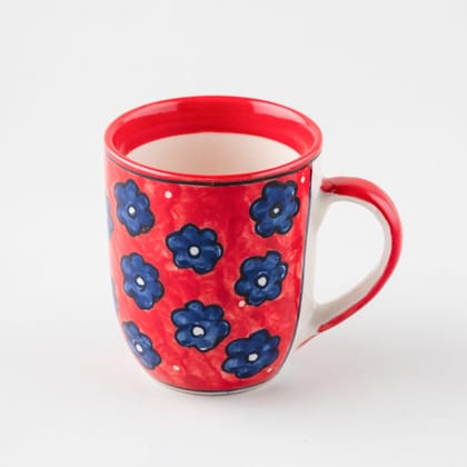 Red Floral Ceramic Coffee Mug (U)