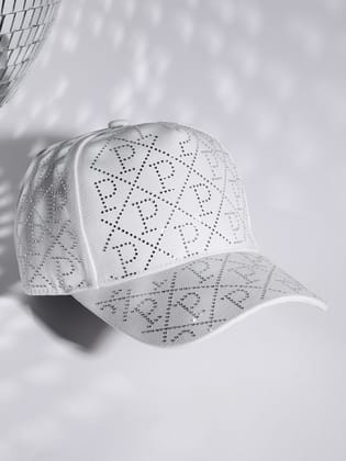 Studded Alphabet Baseball Cap - White-Cap