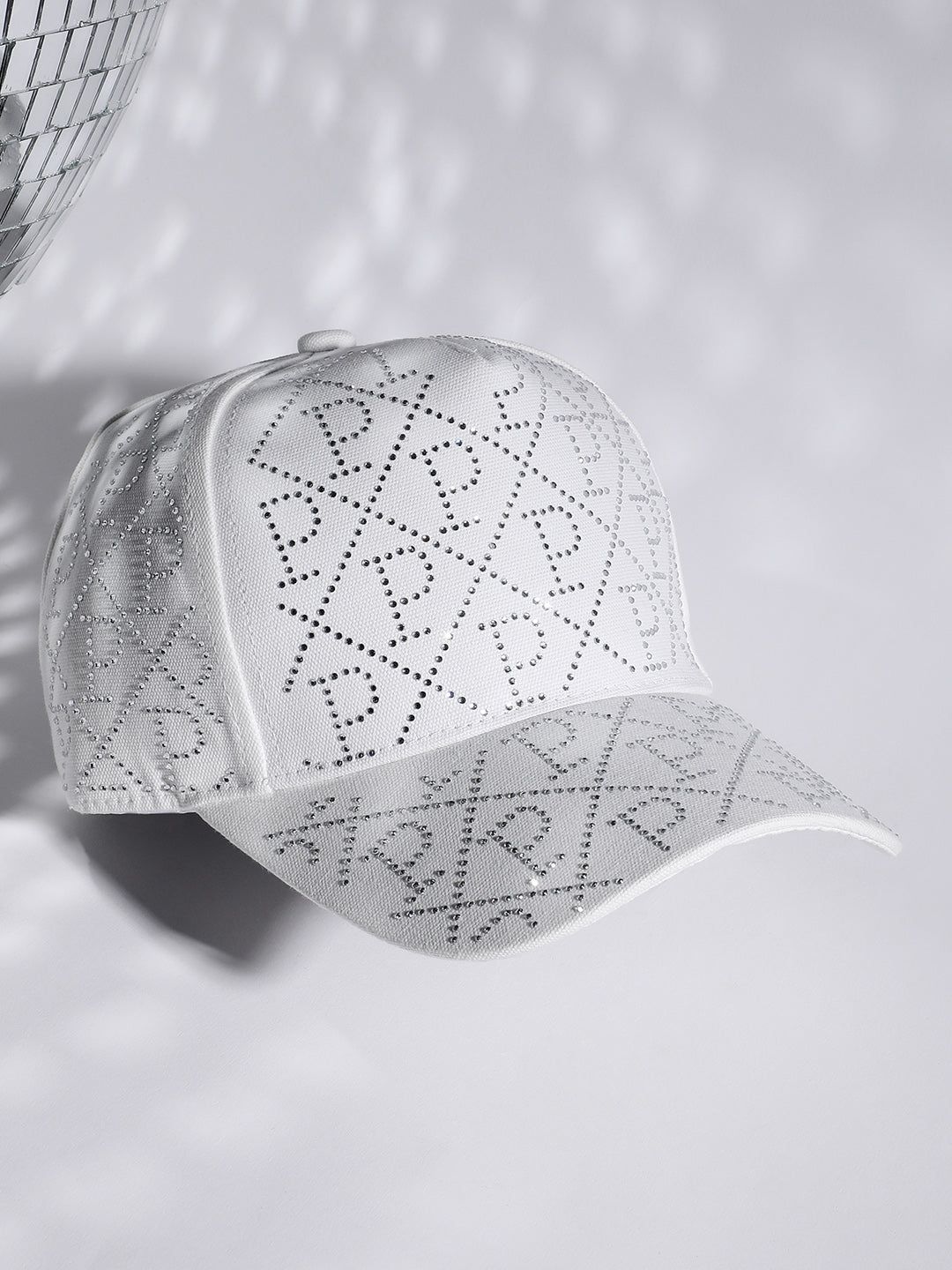 Studded Alphabet Baseball Cap - White-Cap