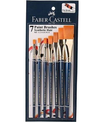 Faber-Castell Paint Brush Set - Flat, Pack of 7 (Navy Blue)