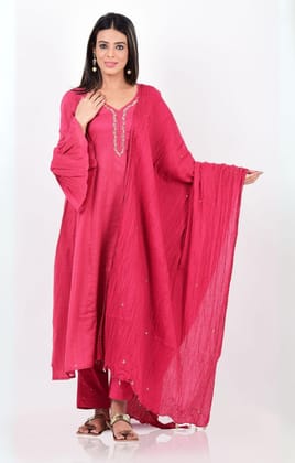 Pink Kalidar Kurta Set-S / Purple