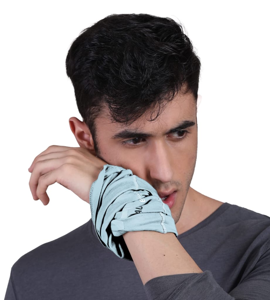 FREECULTR Unisex Bamboo Bandana, Anti Microbial Super Soft & Comfort Fit, Breathable Multipurpose Headband - Printed Pack of 3-Chalk Blue,Pastle Peach,Pilot Blue