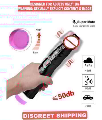 PREMIUM 8 INCH MULTI SPEED DARK BLACK COLOR VIBRATING DILDO SEX TOY FOR WOMEN - SEX TANTRA