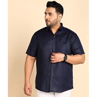 PrintCultr PLUS Plus Size Men Regular Fit Solid Curved Collar Casual Shirt
