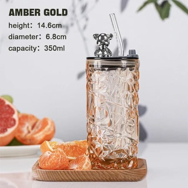 Sipper Glass with Lid and Straw 380 ML Unique and Morden Design Leakproof Tumbler Travel Mug for Juise,Smoothies,Smoothies Cold and Hot Drinking Cups Multi Colour [Pack of 1]