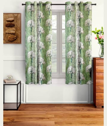 Cortina - Nature Printed Room Darkening Eyelet Curtain-9 Ft-pack of 2