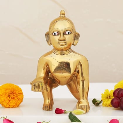 Handcrafted Brass Laddu Gopal Statue - Bal Krishna Idol Decor, Height : 11 Inch (BSMAS871 Y) Handcrafted Brass Laddu Gopal Statue - Bal Krishna Idol Decor, Height : 11 Inch (BSMAS871 Y)