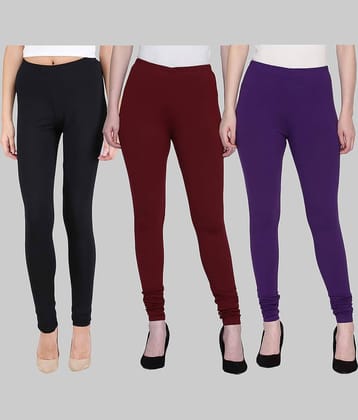 FnMe - Multicolor Cotton Women's Leggings ( Pack of 3 )